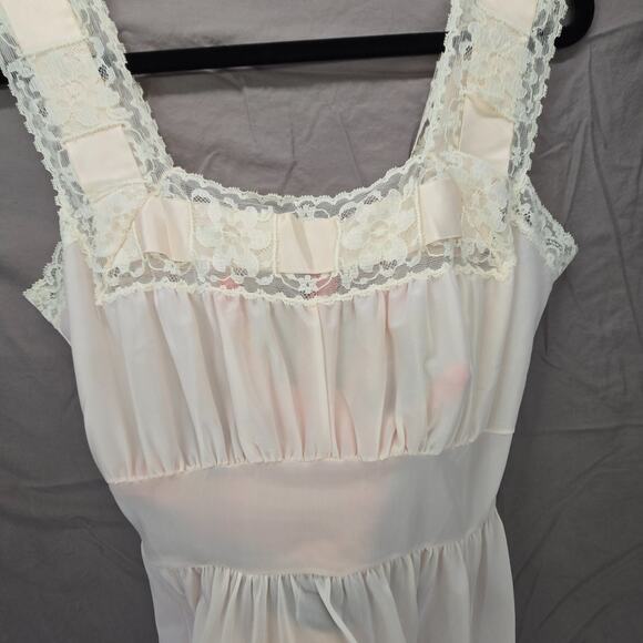 VTG Van Raalte Nightgown 32 S 50s White Chiffon Lace Babydoll Coquette Romantic - Picture 3 of 12